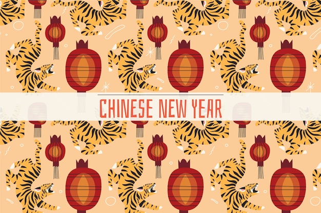 Hand drawn chinese new year background