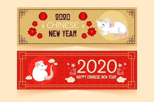 Hand drawn chinese new year banners template