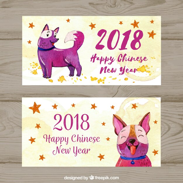 Hand drawn chinese new year banners