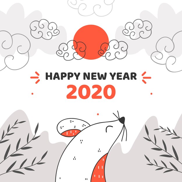 Hand drawn chinese new year concept