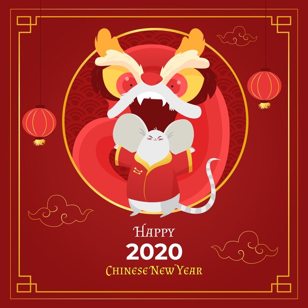 Hand drawn chinese new year concept