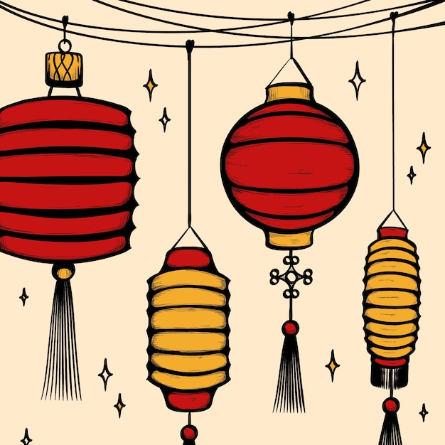 Free Vector hand drawn chinese new year