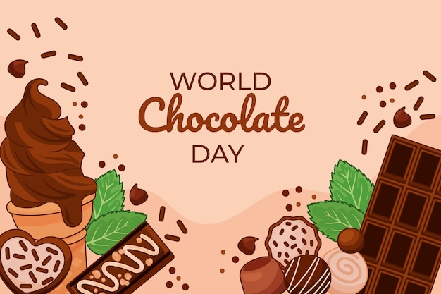 Free Vector hand drawn chocolate day background