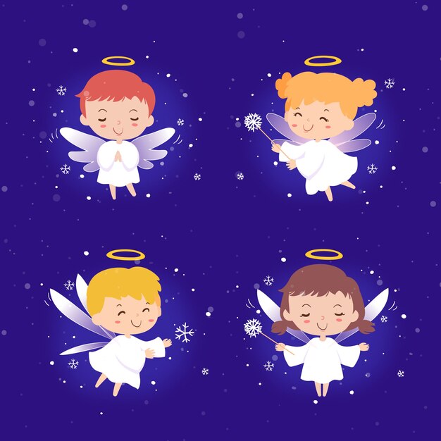 Hand drawn christmas angel collection