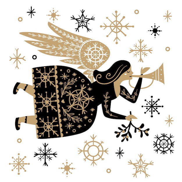 Free vector hand drawn christmas angel