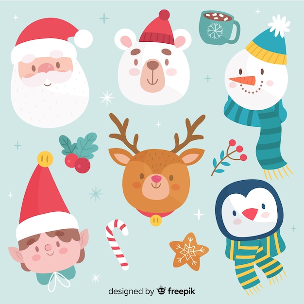 Hand drawn christmas avatars collection