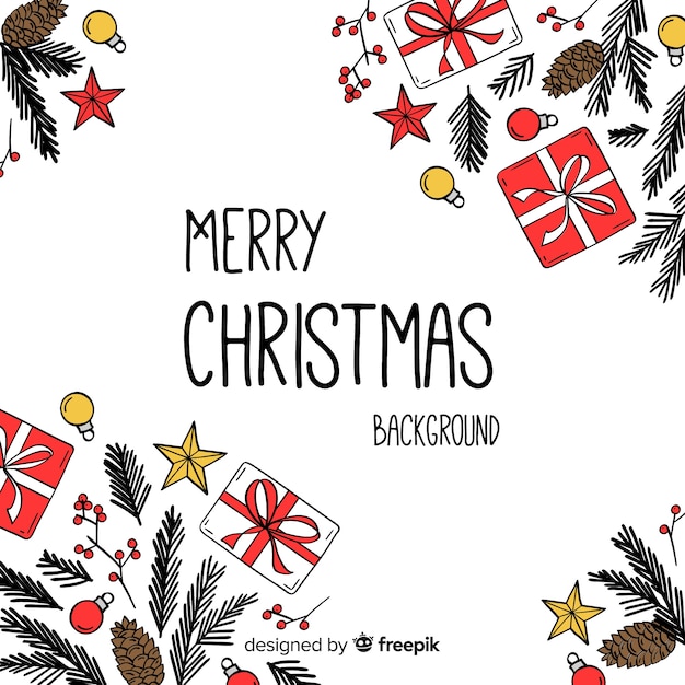 Hand drawn christmas background 