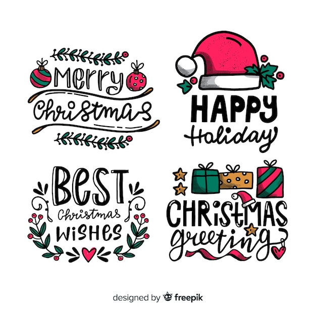 Free Vector hand drawn christmas badge collection