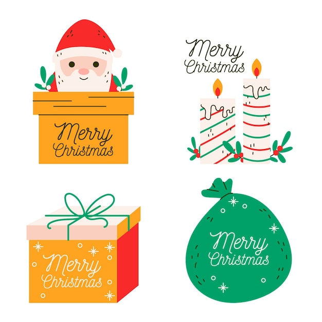 Free Vector hand drawn christmas badge collection