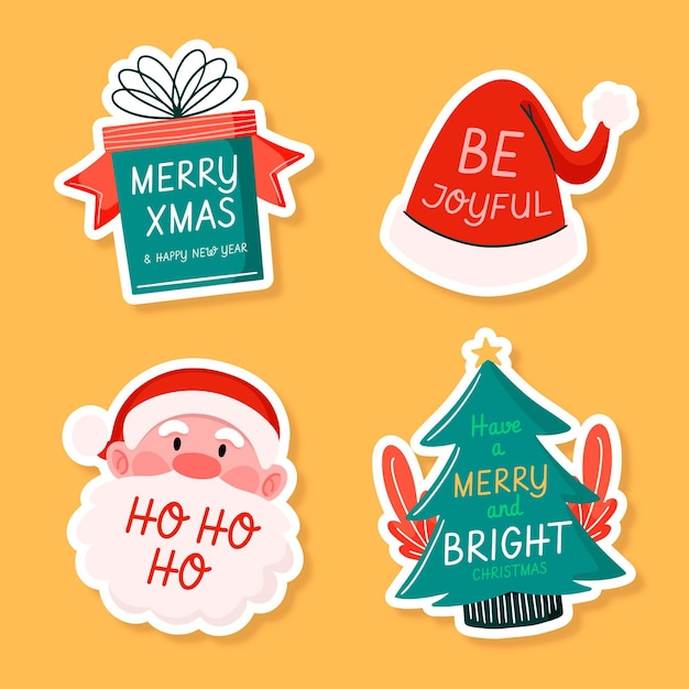 Free vector hand drawn christmas badge collection