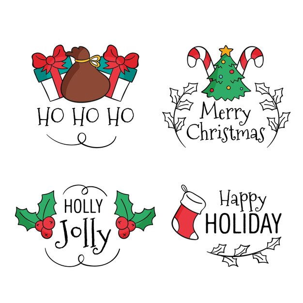 Hand drawn christmas badge collection