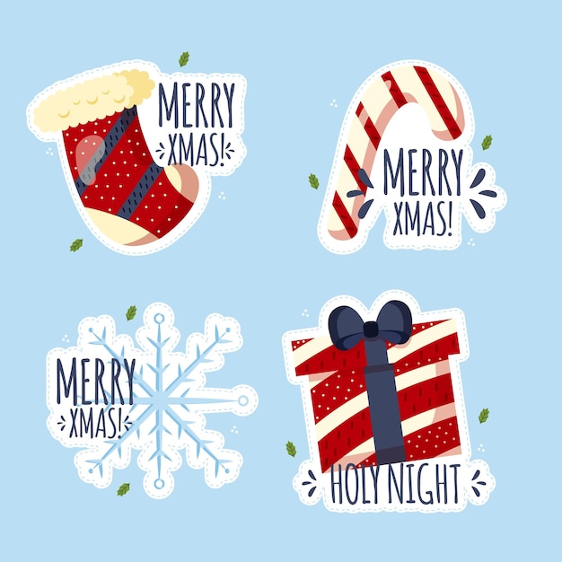 Free Vector hand drawn christmas badge collection