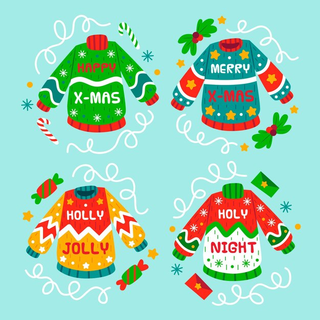 Hand drawn christmas badge collection