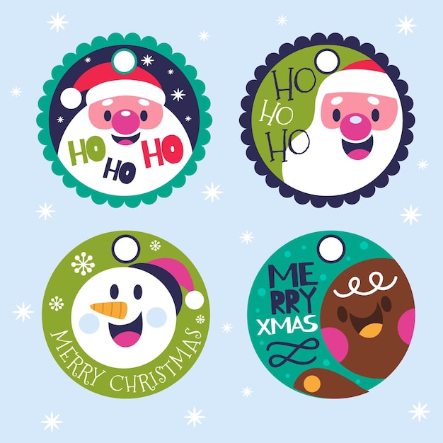 Hand drawn christmas badge collection