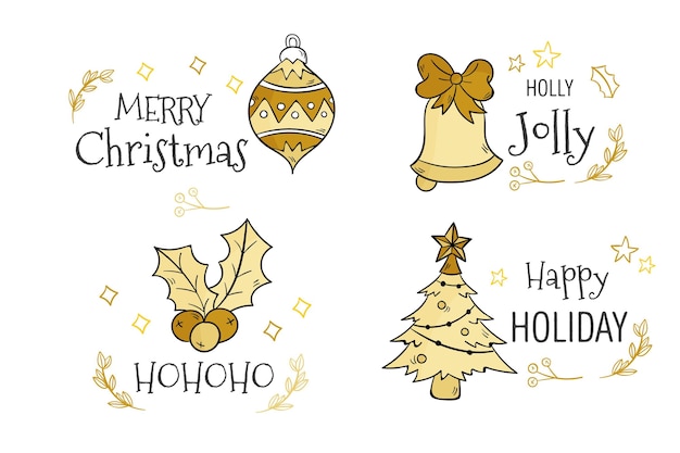 Hand drawn christmas badge collection