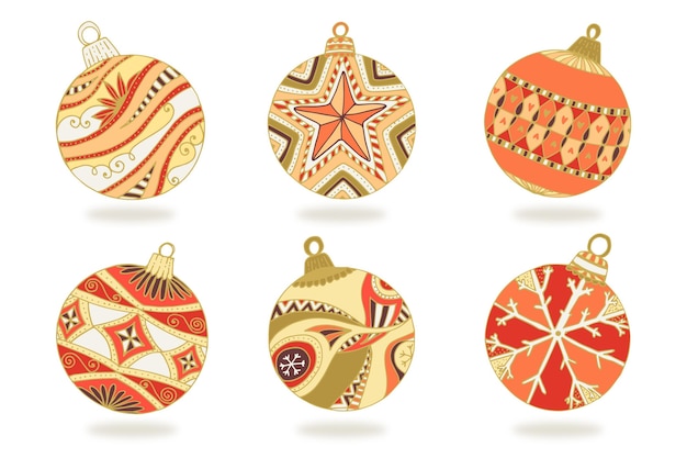 Hand drawn christmas ball ornaments