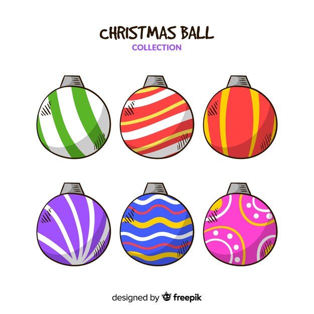 Hand drawn christmas balls collection