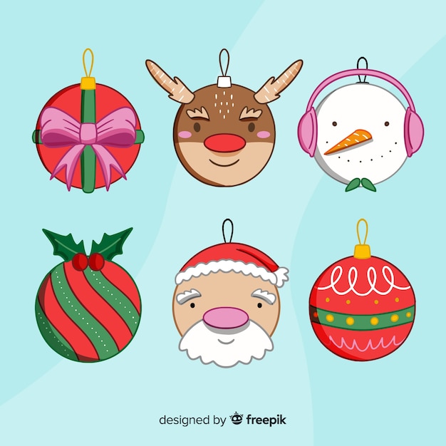 Hand drawn christmas balls pack