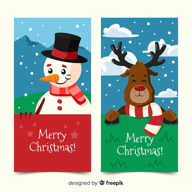 Hand drawn christmas banners template