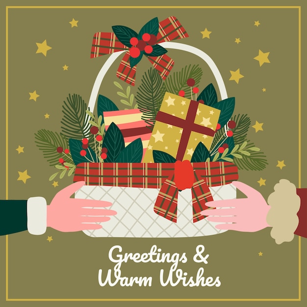 Free Vector hand drawn christmas basket illustration