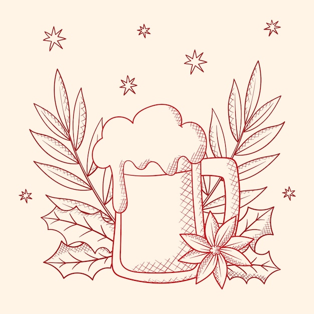 Free Vector hand drawn christmas beer illustration