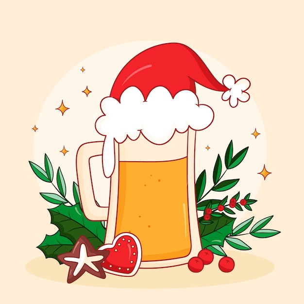 Free Vector hand drawn christmas beer illustration