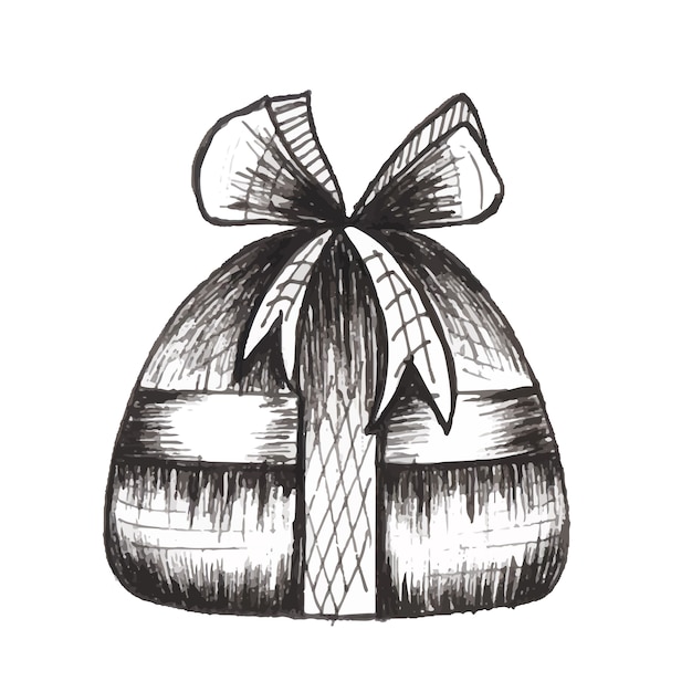 Hand Drawn Christmas Black and White Ornamnet