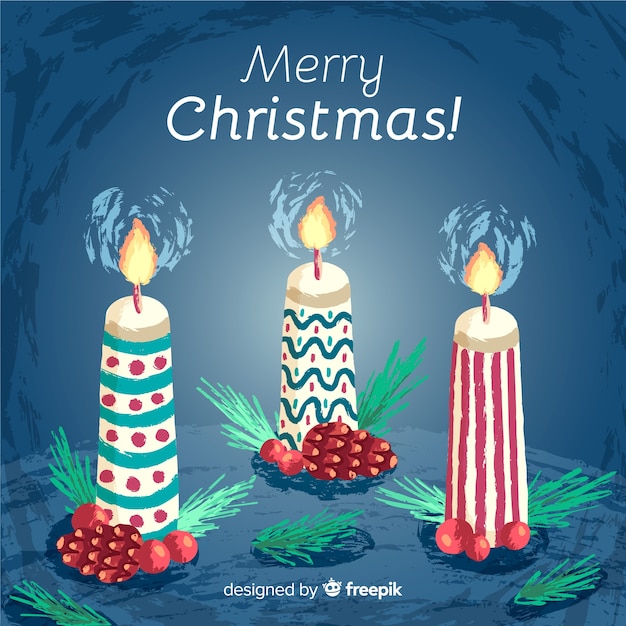 Free Vector hand drawn christmas candle background