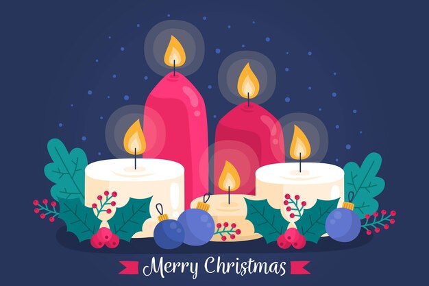 Hand drawn christmas candle background