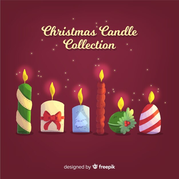 Hand drawn christmas candle collection