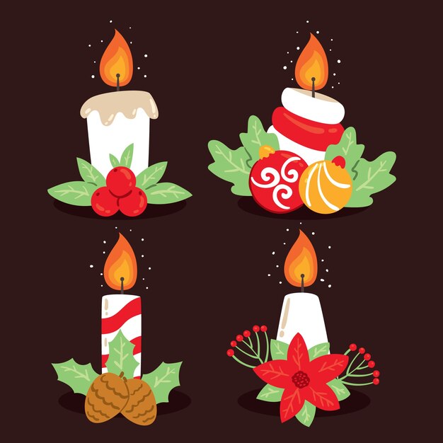 Hand drawn christmas candle collection