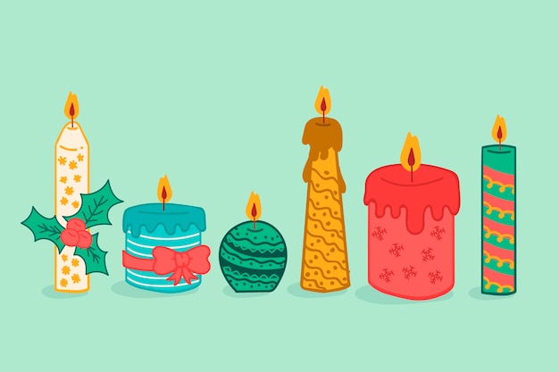 Hand drawn christmas candle collection