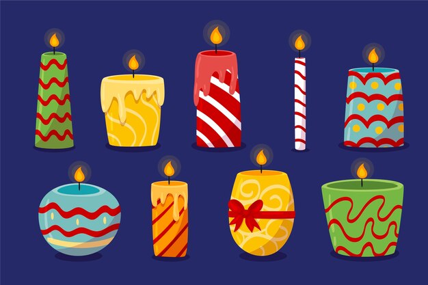 Hand drawn christmas candle collection