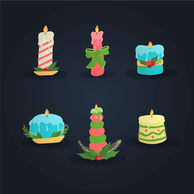 Free Vector hand drawn christmas candle collection