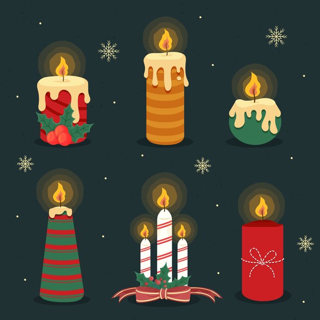 Hand drawn christmas candle collection