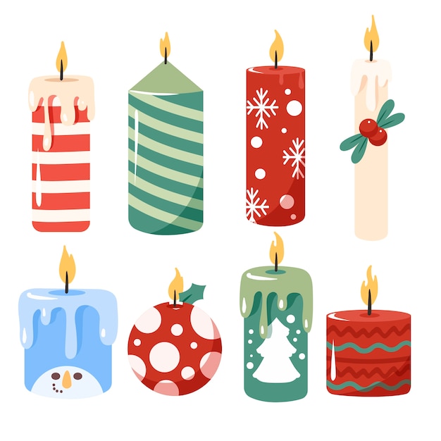 Hand drawn christmas candle collection