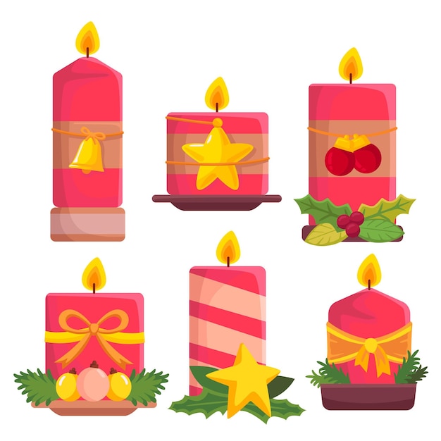 Hand drawn christmas candle collection