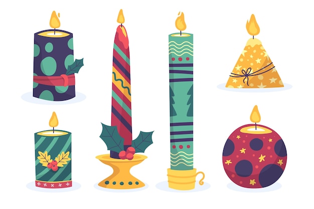 Hand drawn christmas candle collection