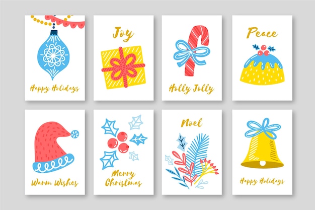 Hand drawn christmas cards collection