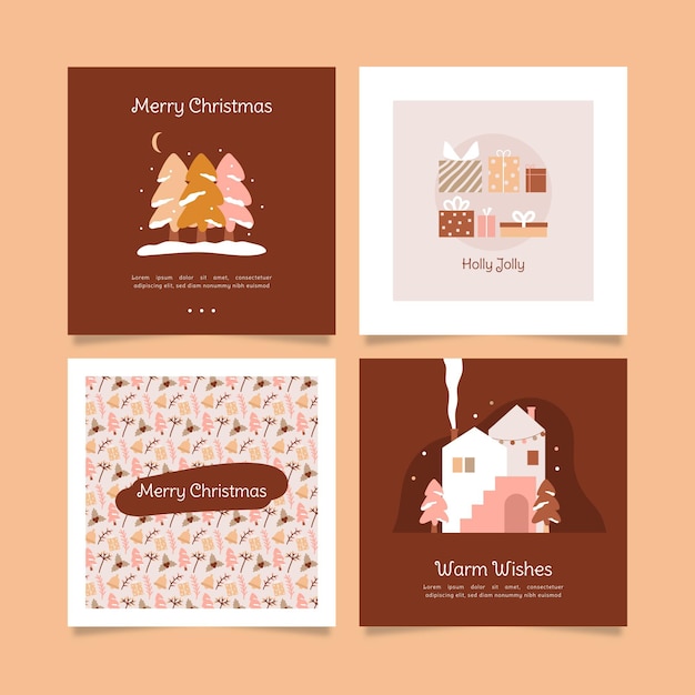 Free Vector hand drawn christmas cards collection