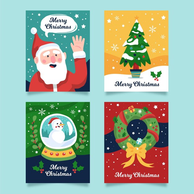 Hand drawn christmas cards collection