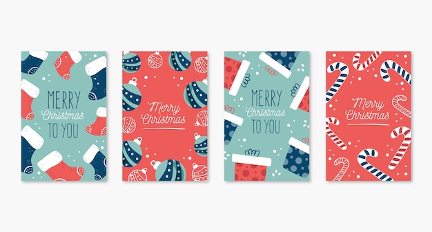 Free Vector hand drawn christmas cards collection