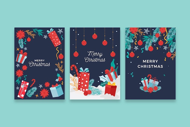 Hand drawn christmas cards concept