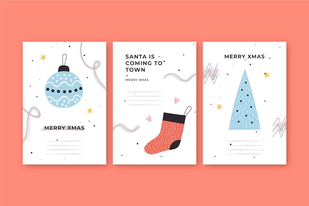 Hand drawn christmas cards concept