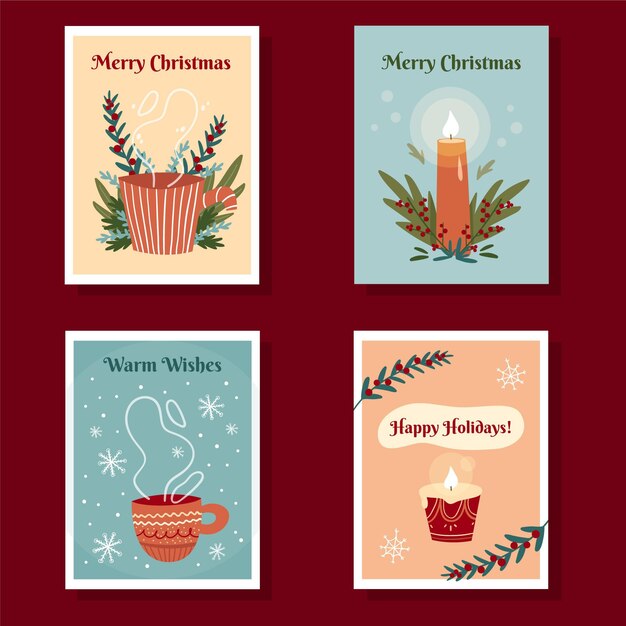 Hand drawn christmas cards template