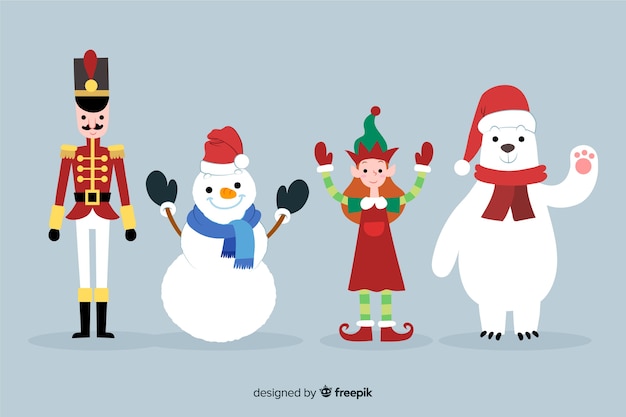 Free Vector hand drawn christmas character collection