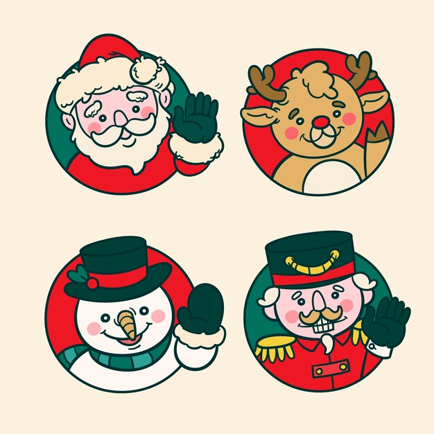 Hand drawn christmas character collection