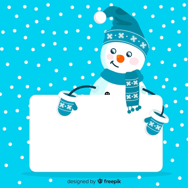 Hand drawn christmas character holding white empty card