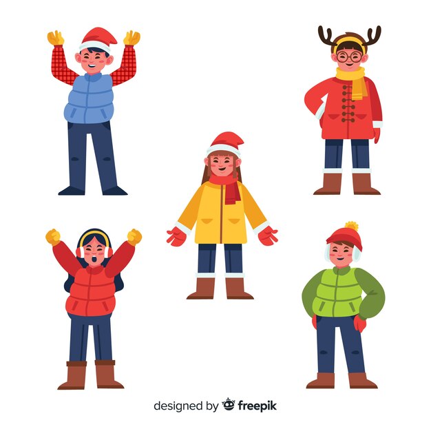 Hand drawn christmas characters collection