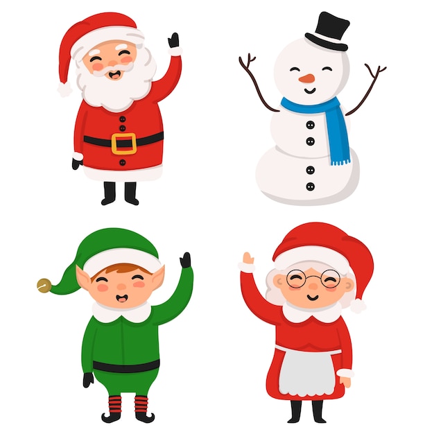 Hand drawn christmas characters collection